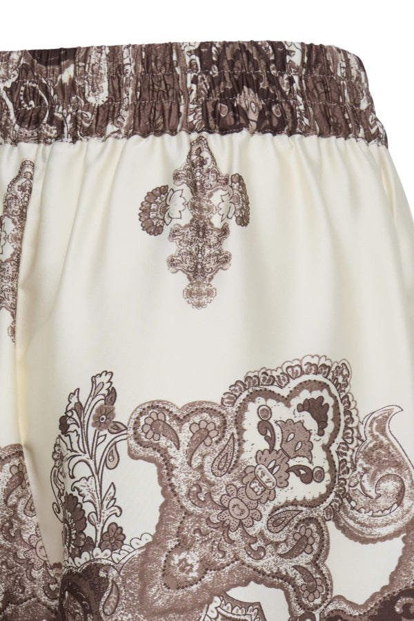 JANNIKE 2 Silky palazzo Trousers In Chocolate Paisley Print