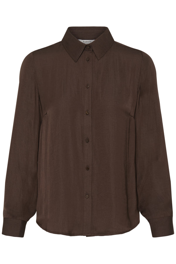 IVAL Silky Button Down Shirt in Chocolate Java Brown