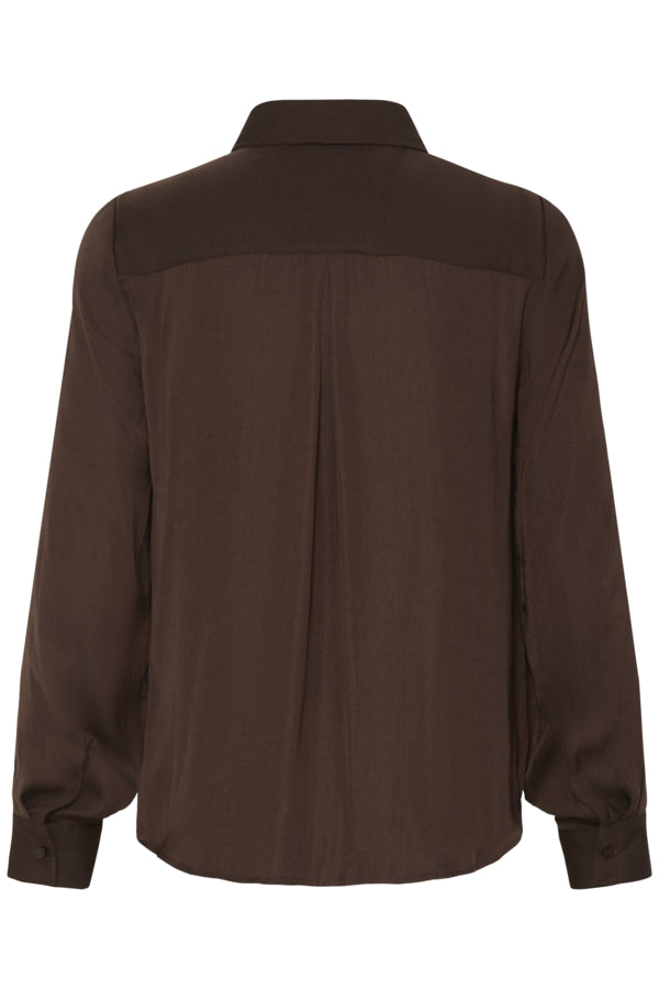 IVAL Silky Button Down Shirt in Chocolate Java Brown