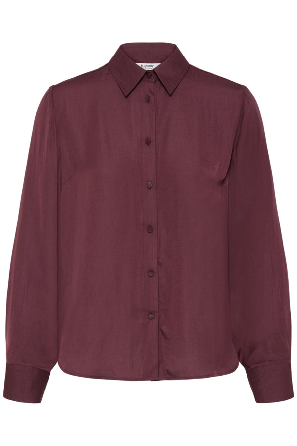 IVAL Silky Button Down Shirt in Burgundy Fig