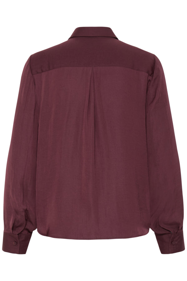 IVAL Silky Button Down Shirt in Burgundy Fig