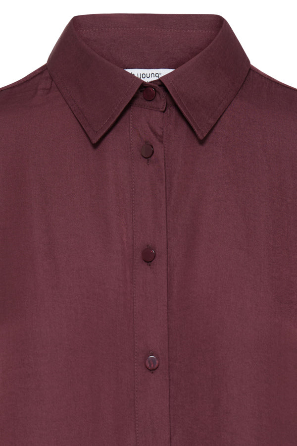 IVAL Silky Button Down Shirt in Burgundy Fig