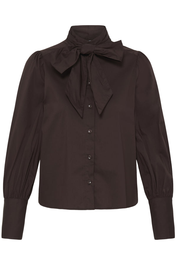 IDOL Bow Shirt in Chocolate Java Brown