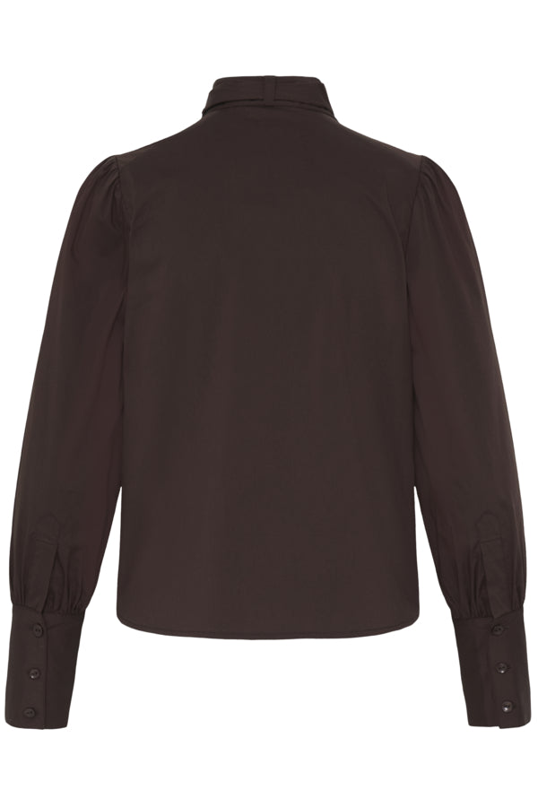 IDOL Bow Shirt in Chocolate Java Brown