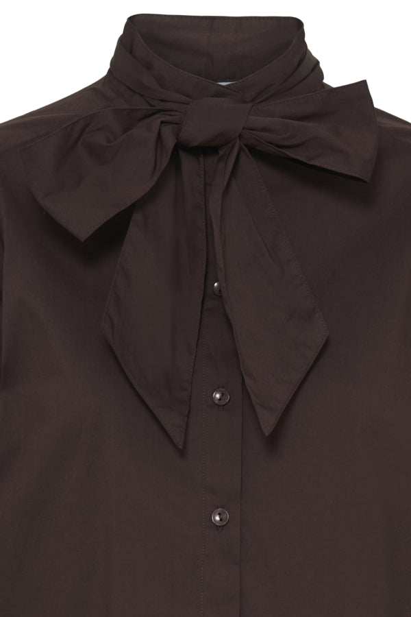 IDOL Bow Shirt in Chocolate Java Brown
