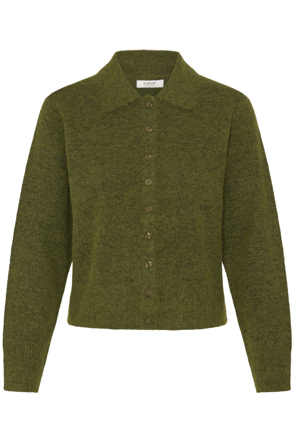MINUA Collared Cardigan in Avocado Green