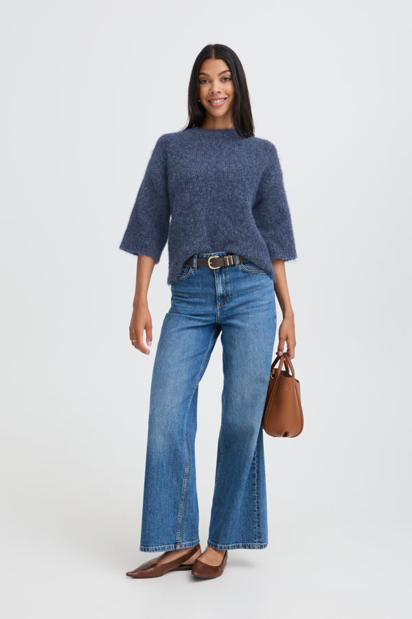 NYLA 3/4 Sleeve Knit jumper in Horizon Blue