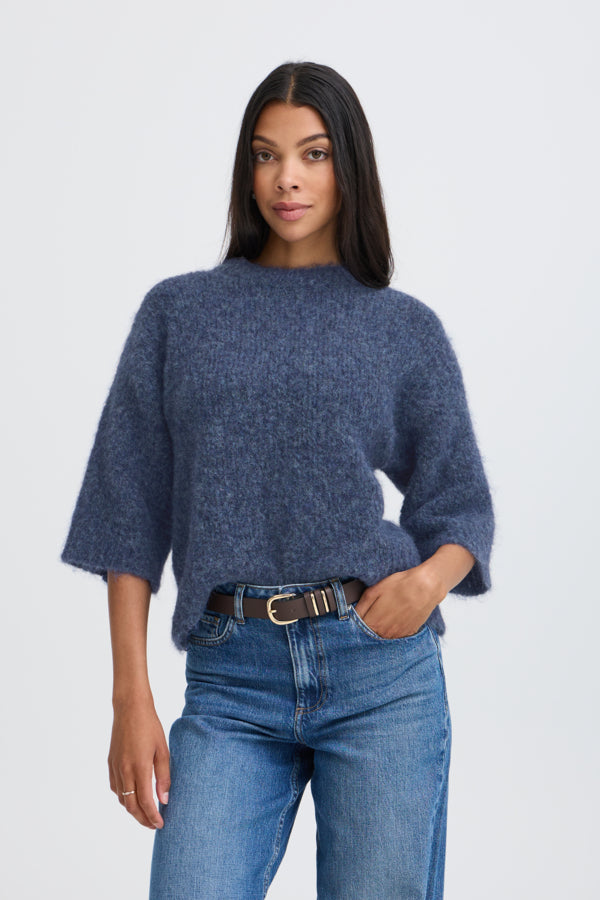 NYLA 3/4 Sleeve Knit jumper in Horizon Blue