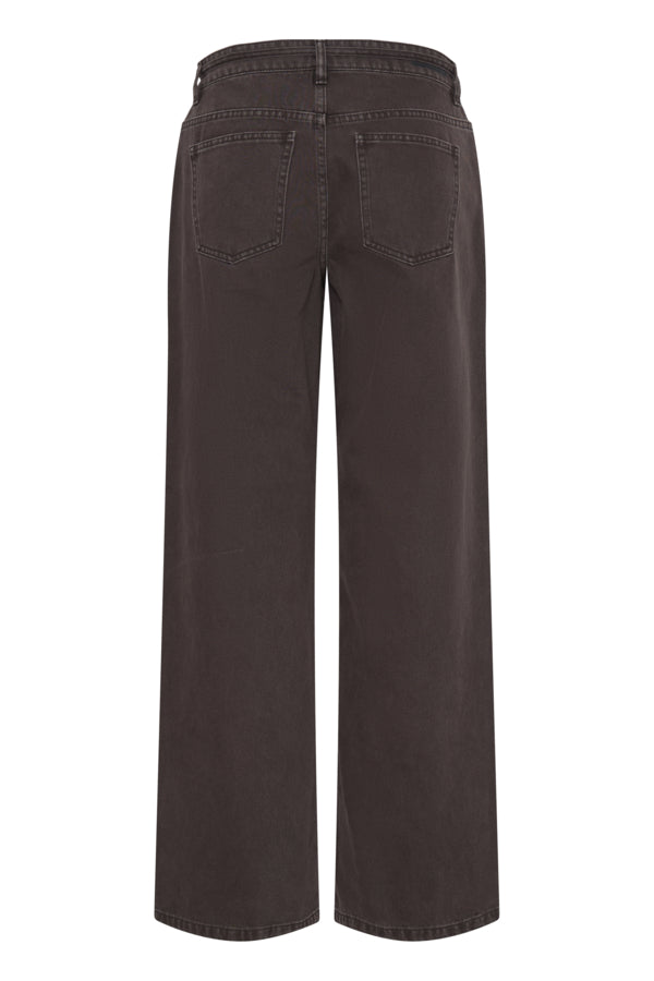 KAMARI BELT Wide Leg Cotton Jeans in Chocolate Brown