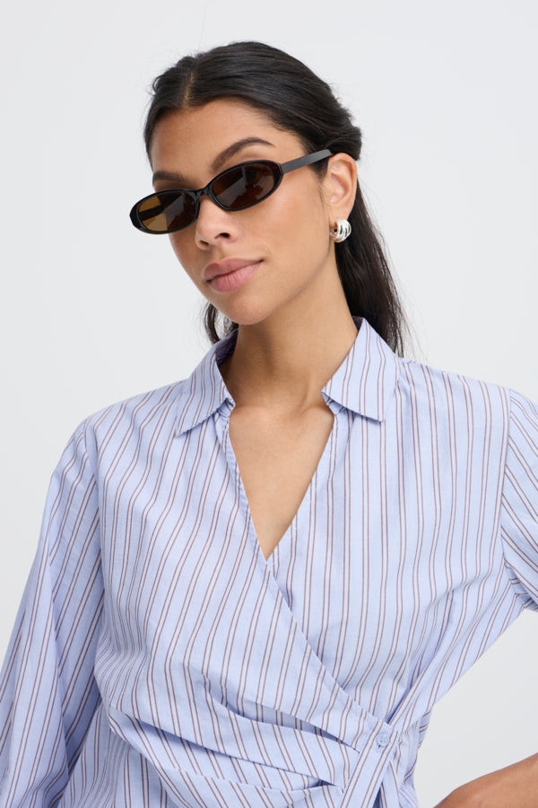 HENE Wrap Knot Shirt in Blue Chambray