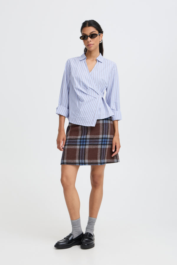 HENE Wrap Knot Shirt in Blue Chambray