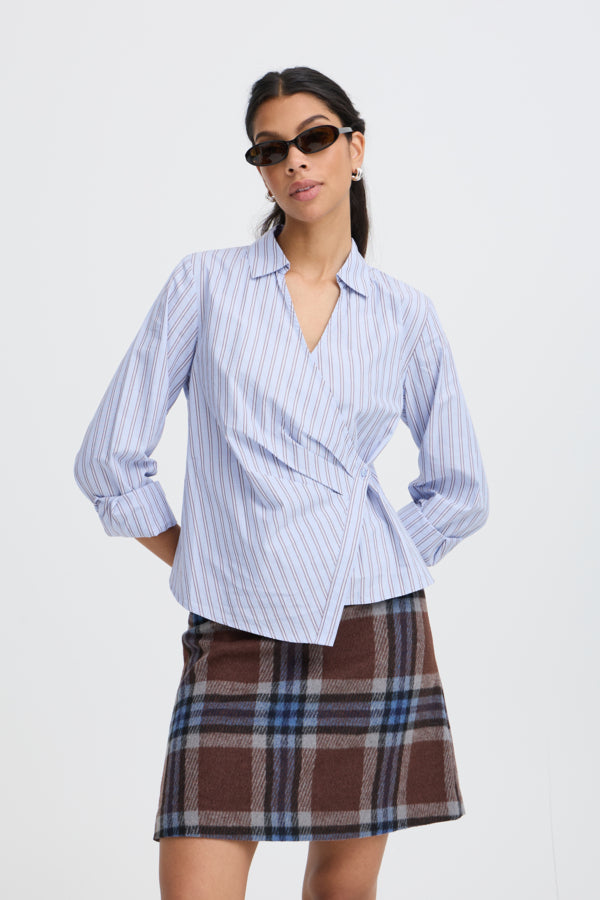 HENE Wrap Knot Shirt in Blue Chambray