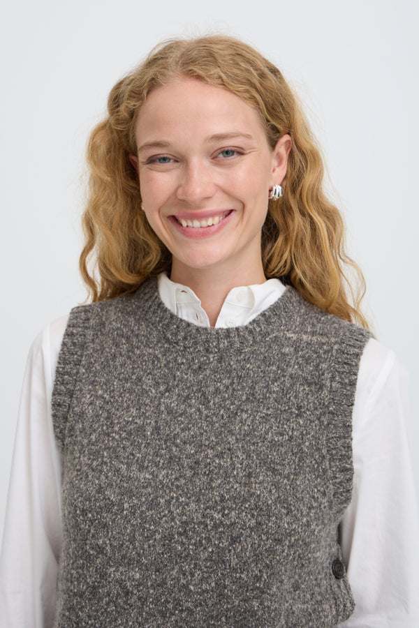 NAIMA Slipover Gillet in Grey Java Melange