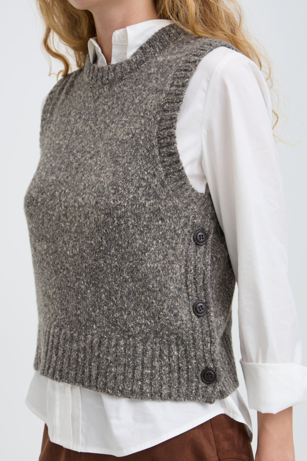 NAIMA Slipover Gillet in Grey Java Melange