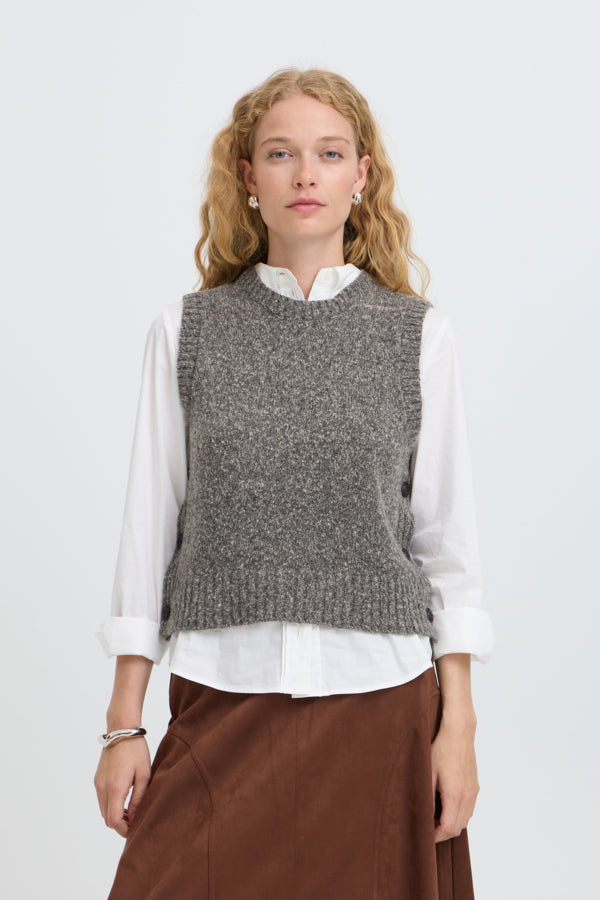 NAIMA Slipover Gillet in Grey Java Melange