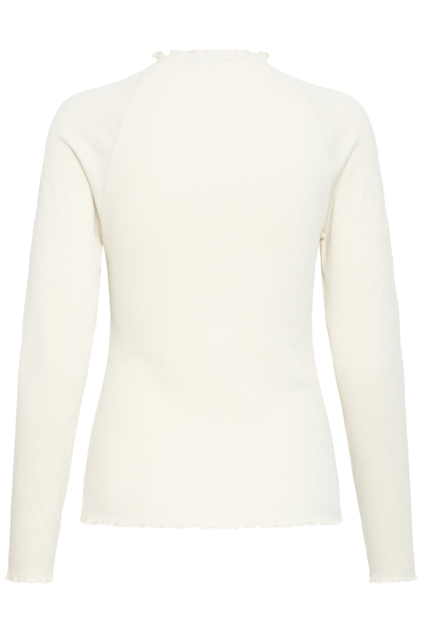 TONE Raglan Long Sleeve Lettuce Hem Cotton Top in Cream