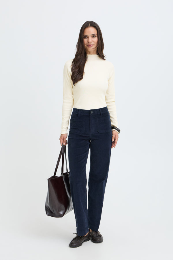 TONE Raglan Long Sleeve Lettuce Hem Cotton Top in Cream