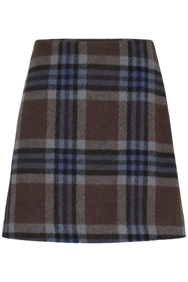 BREE Wool Check Mini Skirt in Blue and Brown