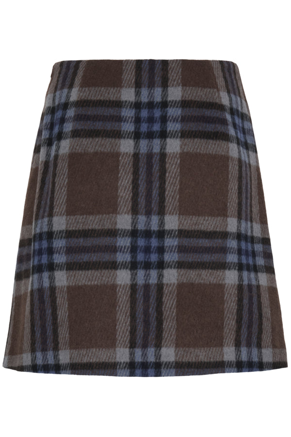 BREE Wool Check Mini Skirt in Blue and Brown