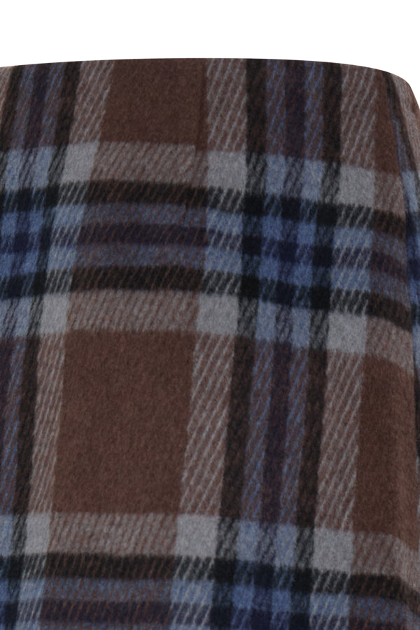 BREE Wool Check Mini Skirt in Blue and Brown