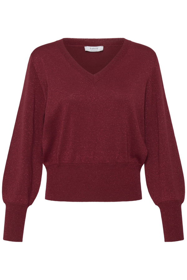 MOBBE Lurex Sparkle Top in Wine Red