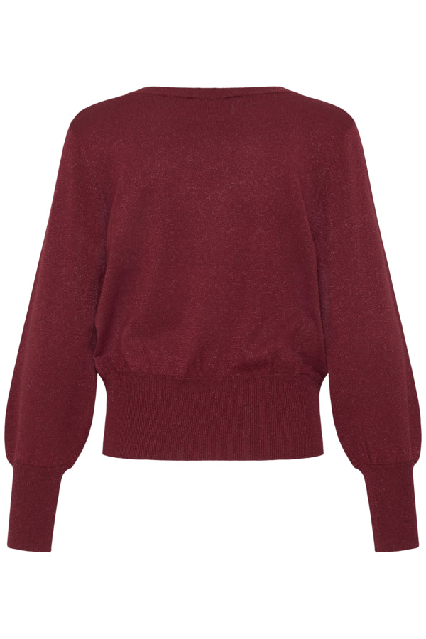 MOBBE Lurex Sparkle Top in Wine Red