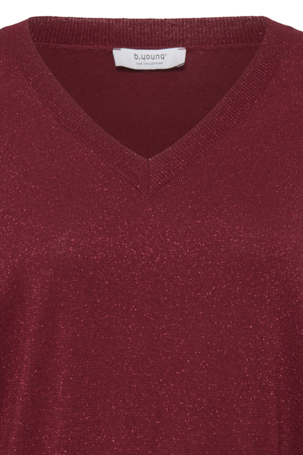MOBBE Lurex Sparkle Top in Wine Red