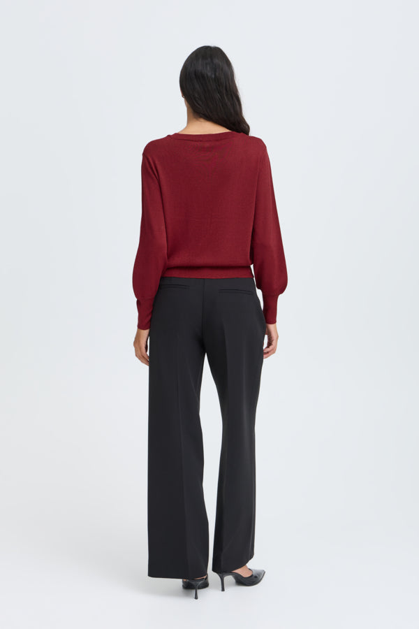 MOBBE Lurex Sparkle Top in Wine Red