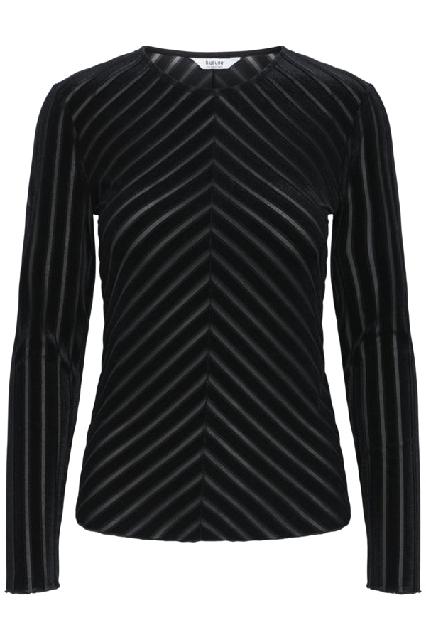 SHIRLEY Mesh Top in Black Velvet Stripe