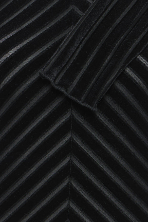 SHIRLEY Mesh Top in Black Velvet Stripe