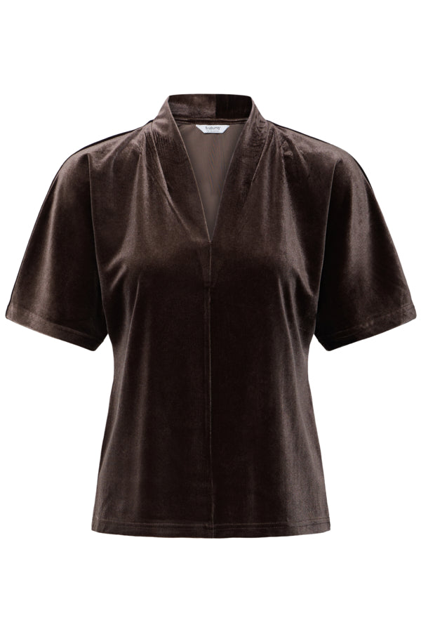 PERLINA Java Brown V Neck Batwing Top