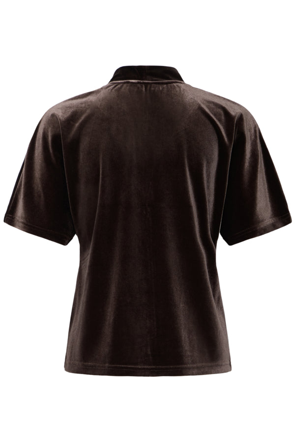 PERLINA Java Brown V Neck Batwing Top