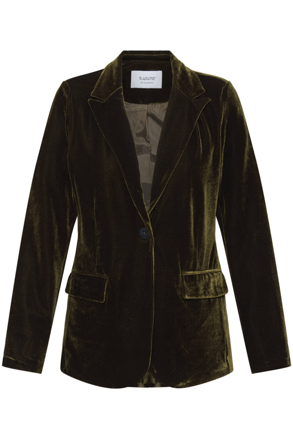 PERRIN Velvet Blazer in Beech Green