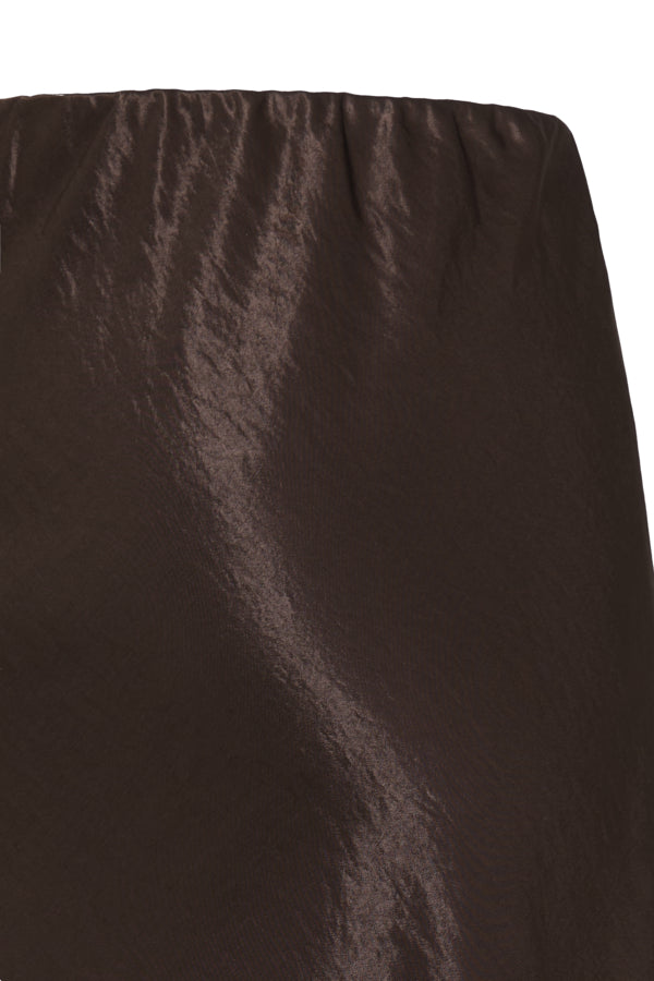 JOYOUS Silky Skirt with Lace Detail in Brown