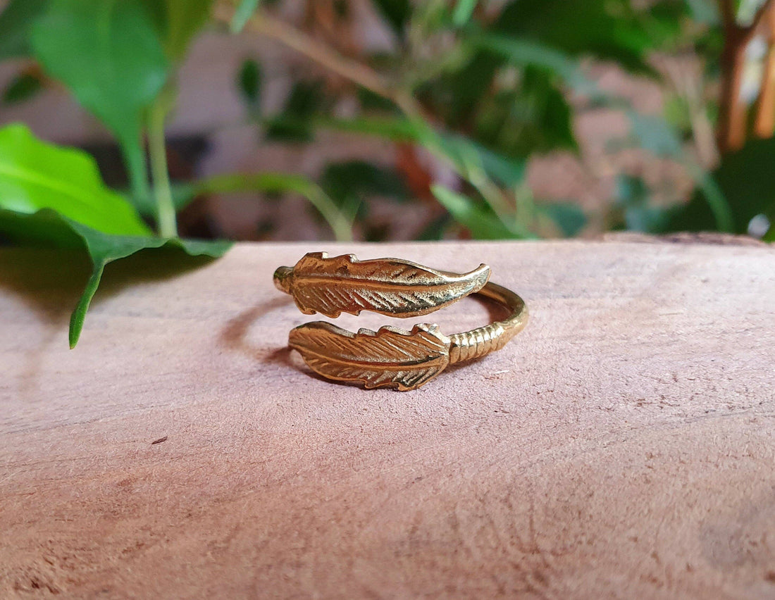 JOYCE Brass Feather Boho Ring