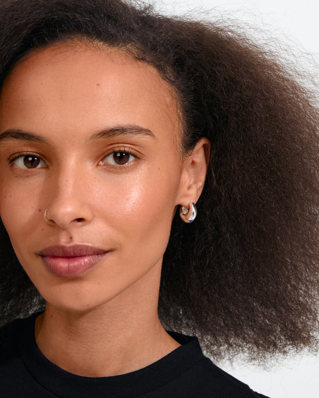 KAIROA Chunky Silver Drop Hoop Earrings