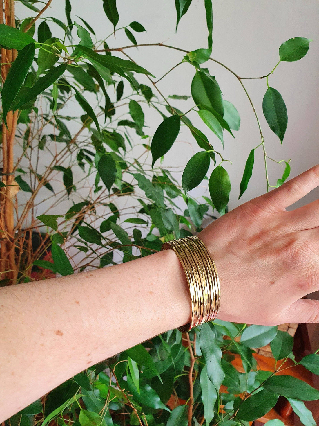GRACE Hammered Brass Cuff Bracelet