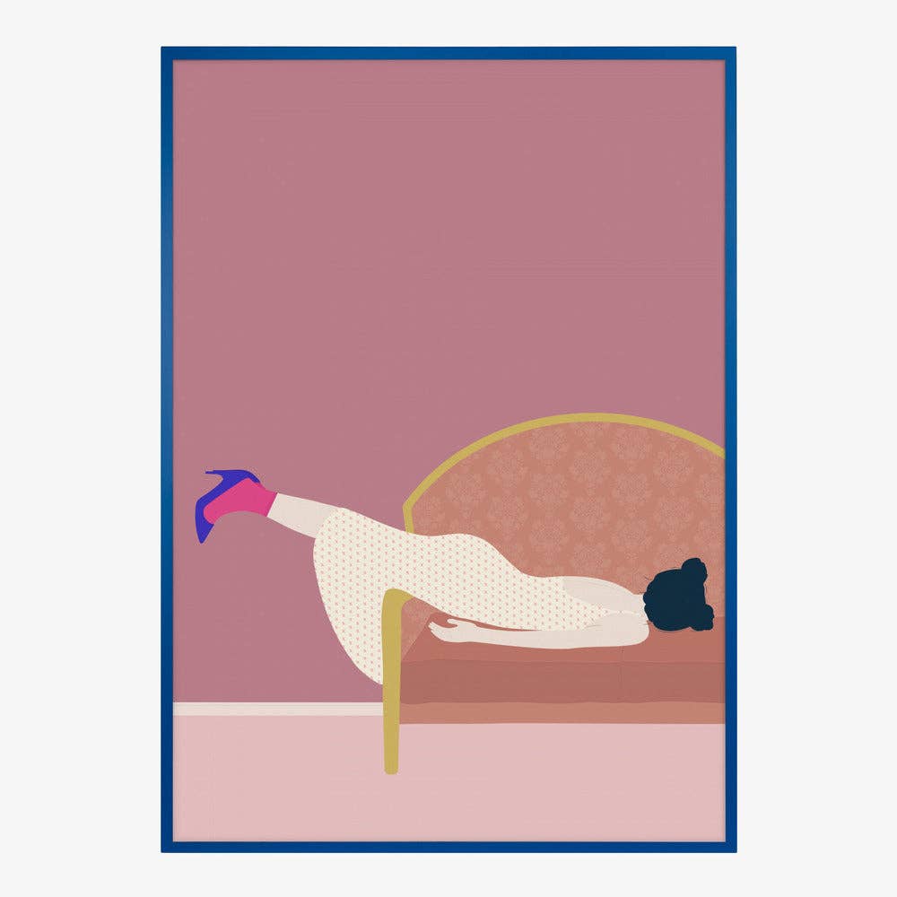 Pink Settee Lounger Art Print - Minimalist Fashion Decor
