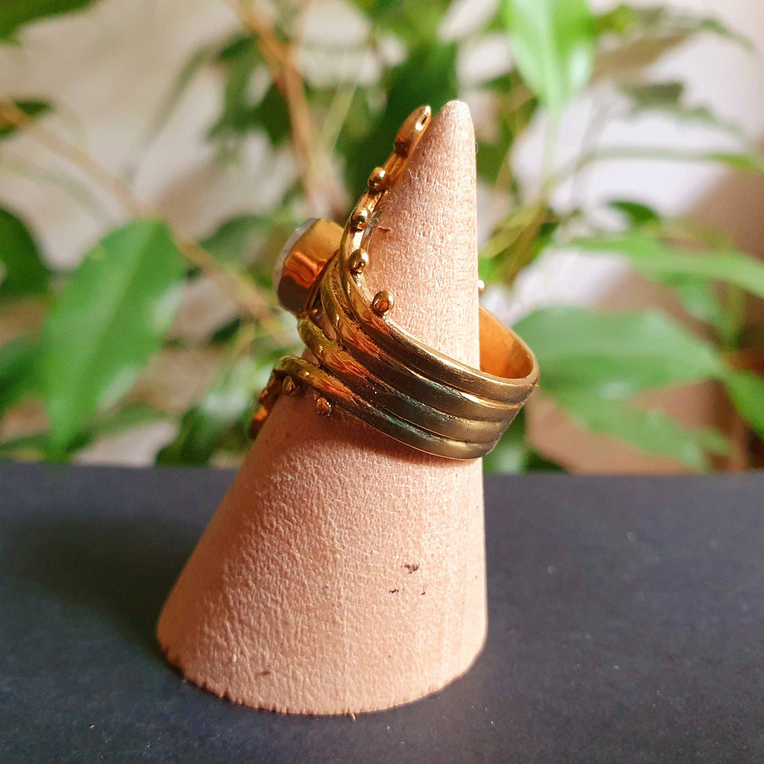ELLA Gold Brass & Moonstone Ring