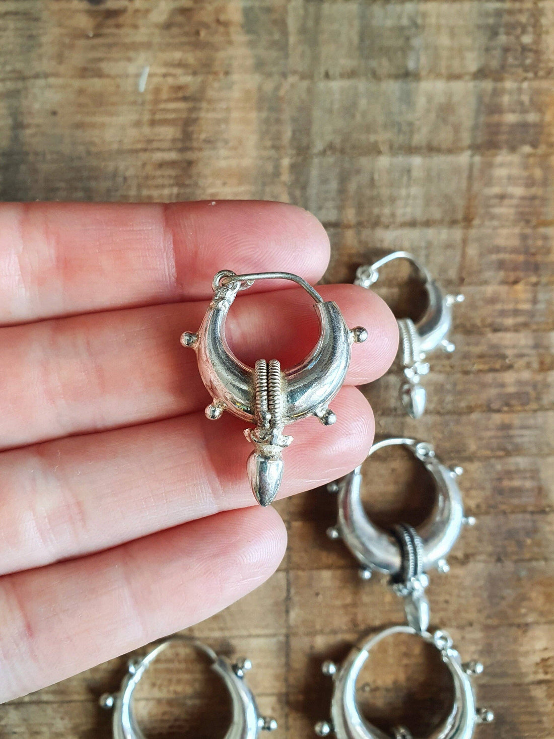 MARCIA SILVER Tribal Chunky Silver Spike Hoops