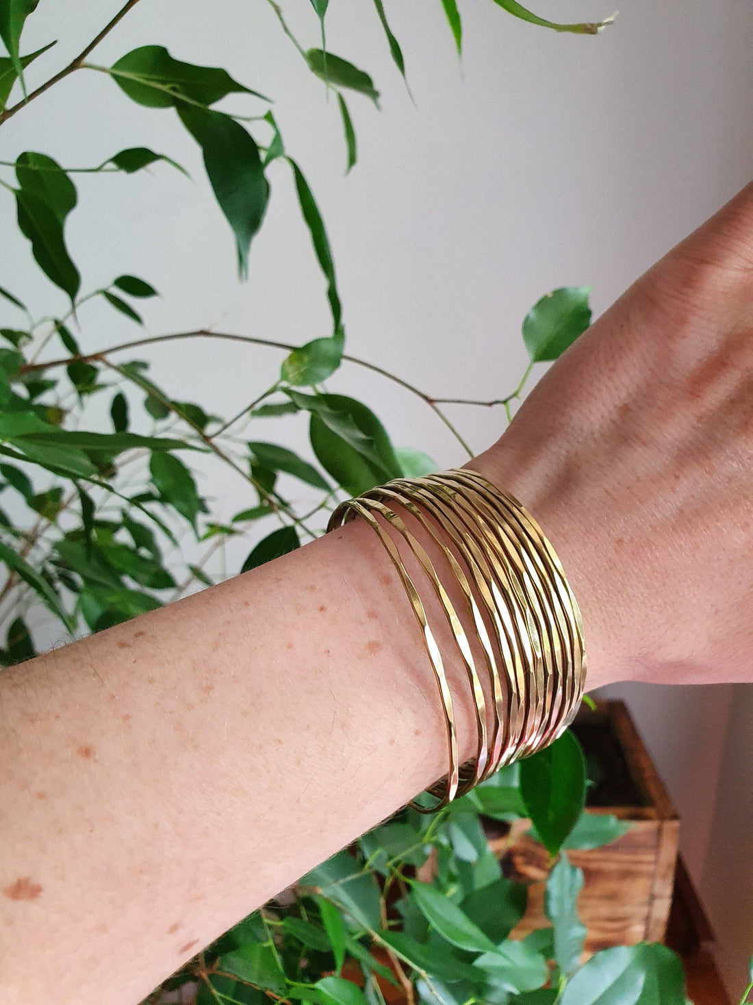 GRACE Hammered Brass Cuff Bracelet