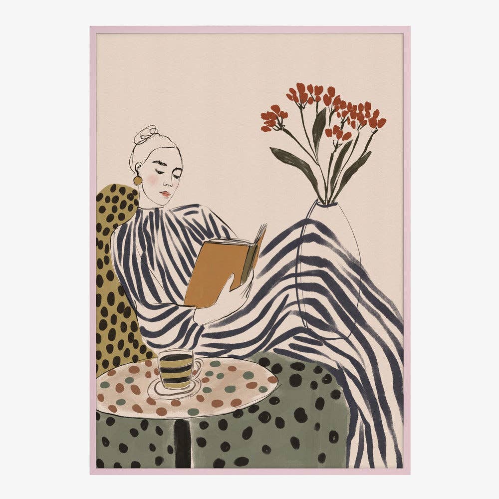 Chic Woman Reading Art Print - Painterly Editorial Decor