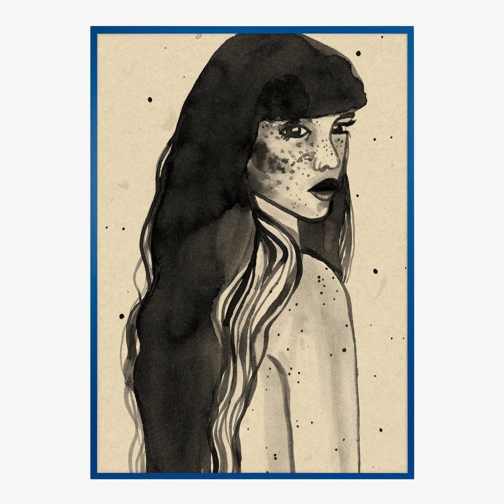 Long-Haired Lady Art Print - Ink Editorial Decor