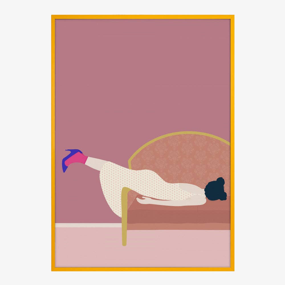 Pink Settee Lounger Art Print - Minimalist Fashion Decor