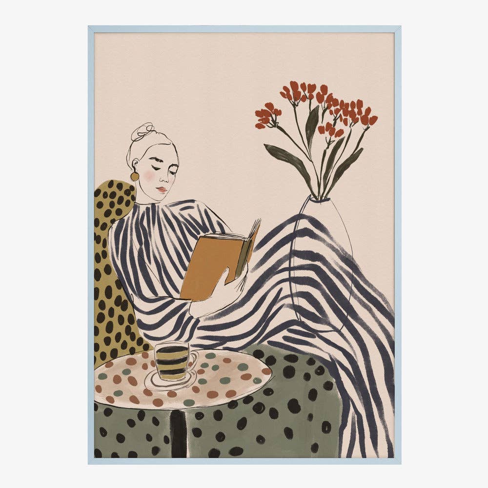 Chic Woman Reading Art Print - Painterly Editorial Decor