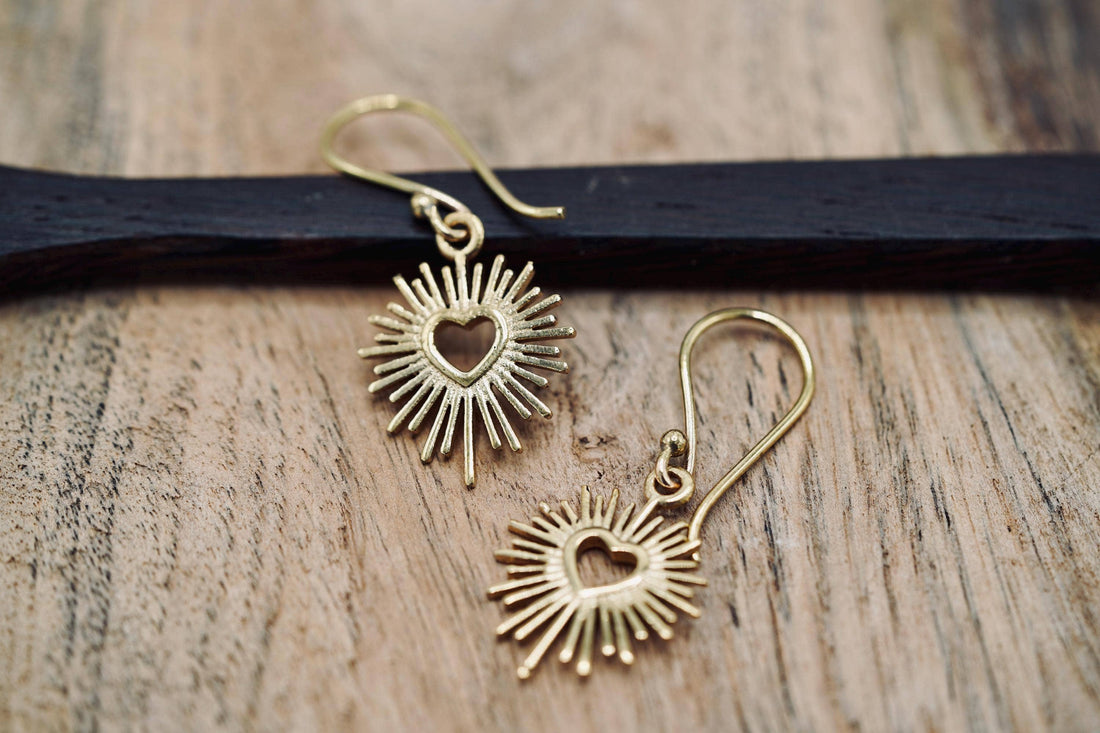 MILAGRO Brass Sacred Heart Earrings