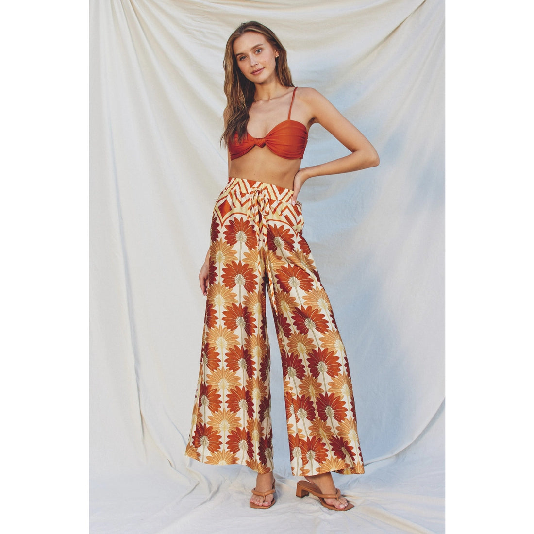 Golden Age Wide Leg Trousers in Hawaiian Sunset Print