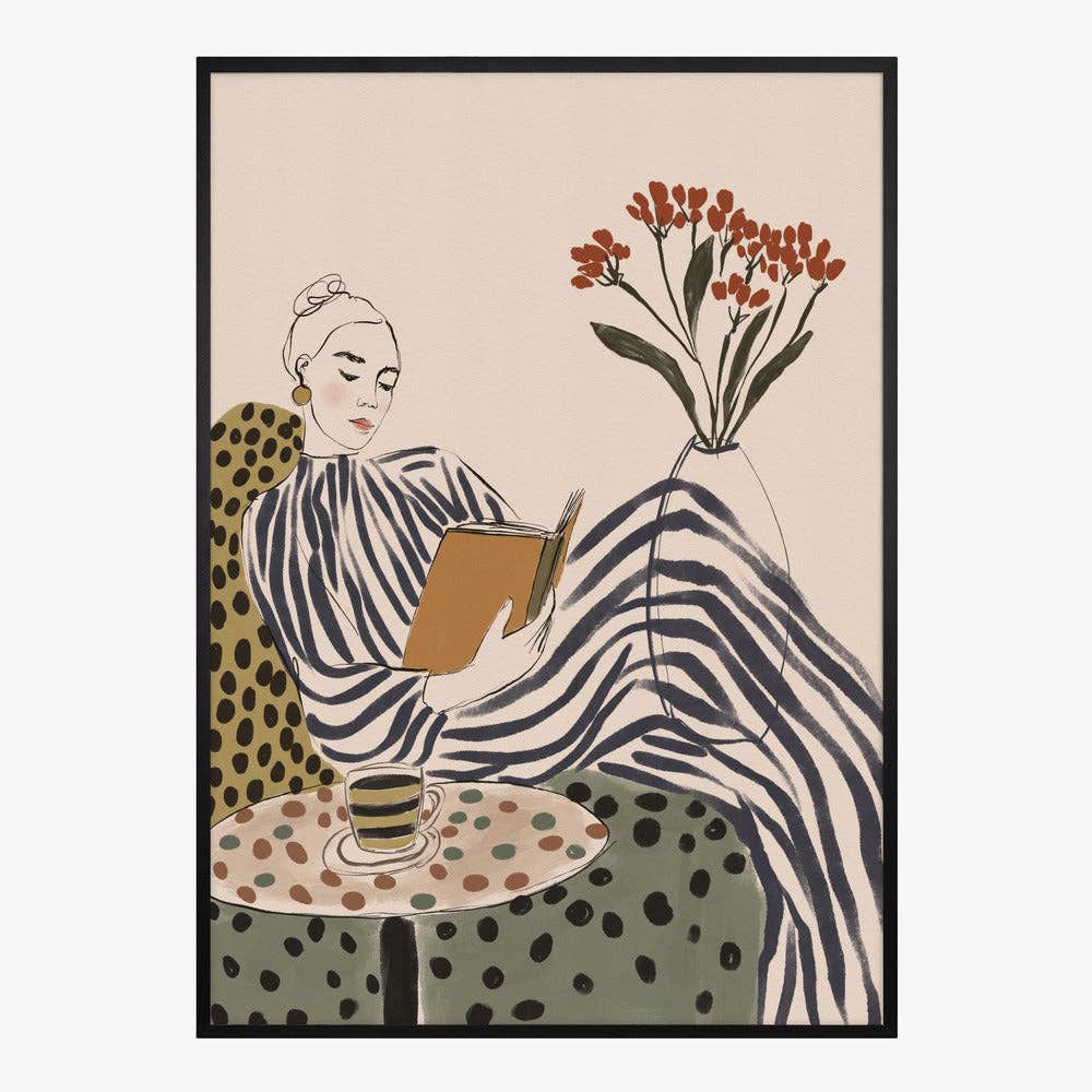 Chic Woman Reading Art Print - Painterly Editorial Decor