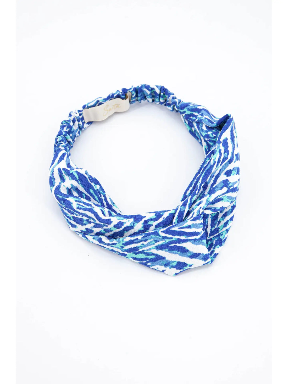 Sassie Textured Painted Chevron Print Headband in Blue