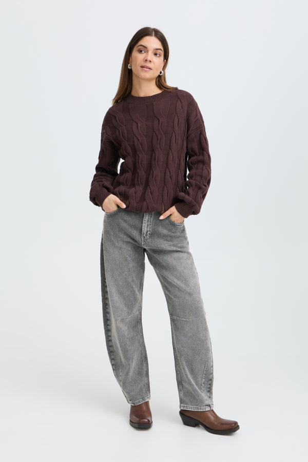 ANNI High Waist Premium Barrel Jeans in Grey